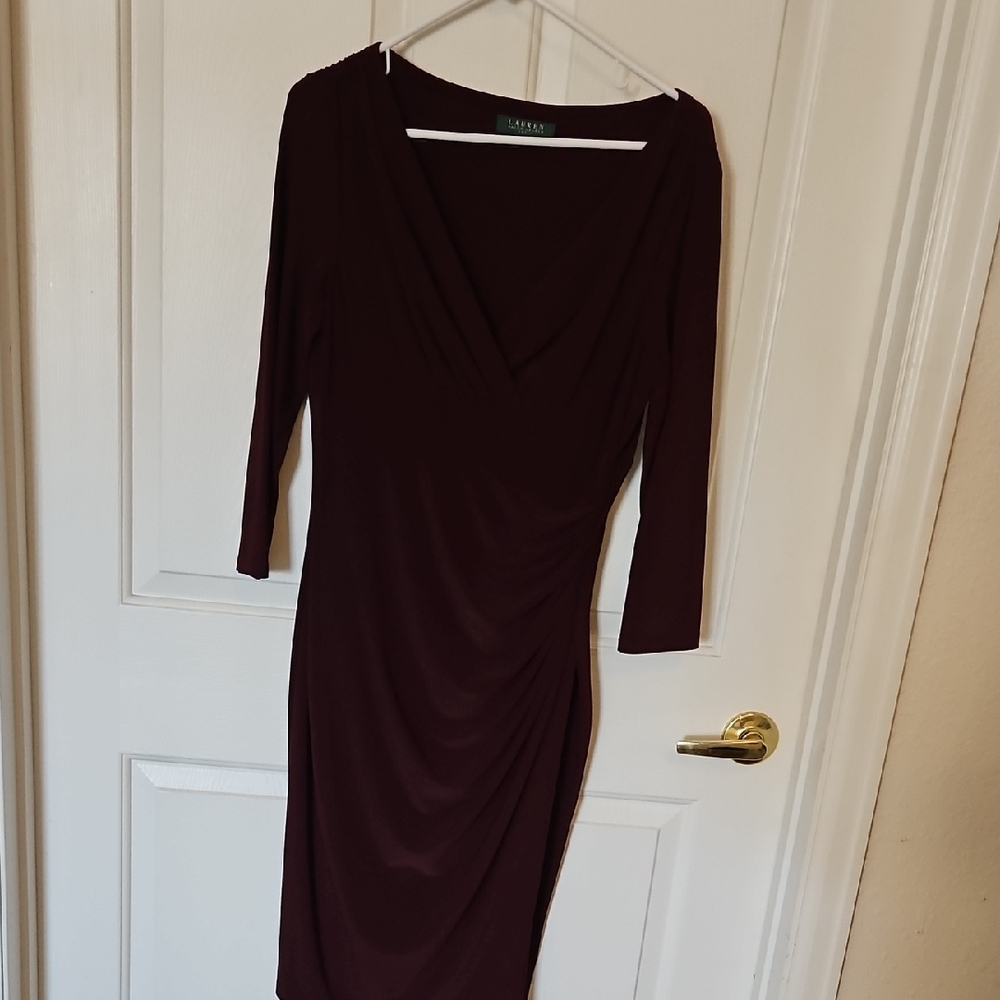 Elegant Burgundy Knit Jersey Dress